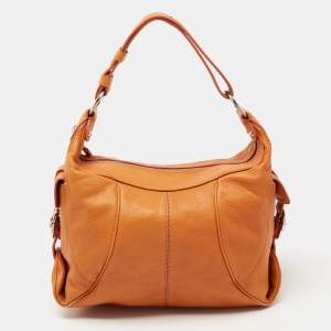 Tod's Orange Leather Zip Hobo