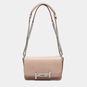 Tod's Blush Pink Leather MIni Double T Shoulder Bag
