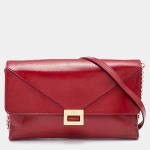 Tod's Red Leather Flap Chain Shoulder Bag
