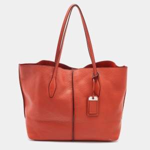 Pre Owned Tod's Orange Leather Medium Joy Shopper Tote