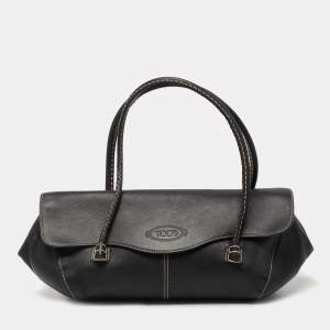 Tod's Black Leather Flap Satchel