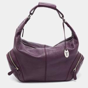 Tod's Purple Leather Charlotte Hobo
