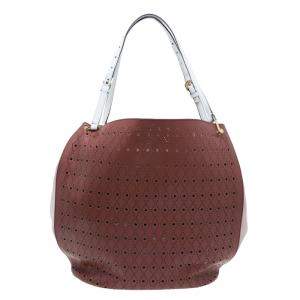 مملوكة مسبقًا Tod's Brown Two Tone Perforated Leather Signature Secchiello Traforo Tote + Clutch