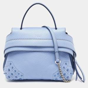 Tod’s Light Blue Leather Wave Top Handle Bag