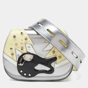 Tod's Tri Color Patent Leather Crystals/Studs Embellished Shoulder Bag