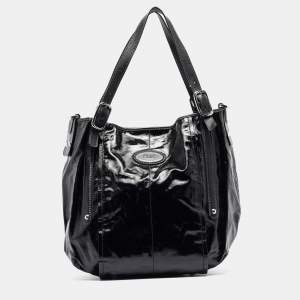 Tod's Black Coated Canvas G-Line Easy Sacca Tote