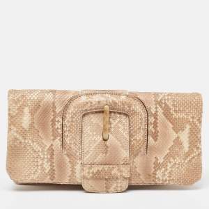 Tod's Beige Python Lucy Clutch