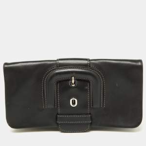 Tod's Black Leather Lucy Flap Clutch