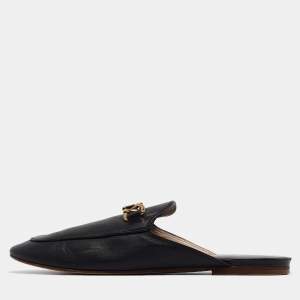 Tod's Black Leather Slip On Mules Size 37.5 