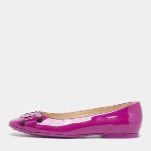 مملوكة مسبقًا Tod's Purple Patent Leather Gomma Ballet Flats Size 36.5