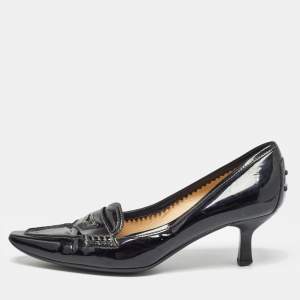 Tod's Black Patent Leather Loafer Pumps Size 39