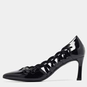 Tod's Black Cut Out Patent Leather Pointed Toe Pumps Size 36