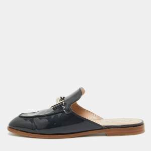 Tod's Black Patent Leather Double T Mules Size 37