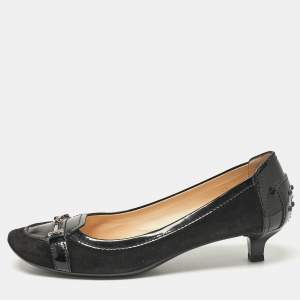 Tod's Black Suede and Patent Leather Pumps Size 39