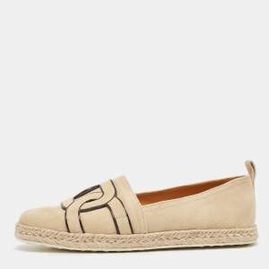 Tod's Beige Suede Kate Espadrille Flats Size 41