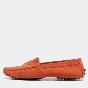 Tod's Orange Suede Penny Slip On Loafers Size 39