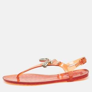 Tod's Orange Jelly Tassel Thong Slingback Flat Sandals Size 39