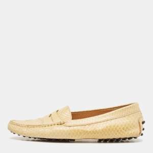 Tod's Yellow Python Leather Loafers Size 37.5