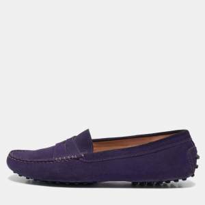 Tod's Purple Suede Gommino Slip on Loafers Size 39.5