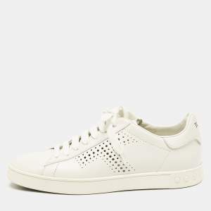 Tod's White Leather Lace Up Sneakers Size 37.5