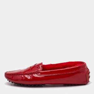 Tod's Red Patent Leather Slip On Loafers Size 37