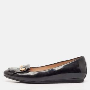 Tod's Black Leather Fringe Ballet Flats Size 37.5