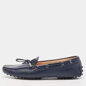 Tod's Navy Blue Leather Slip On Loafers Size 40