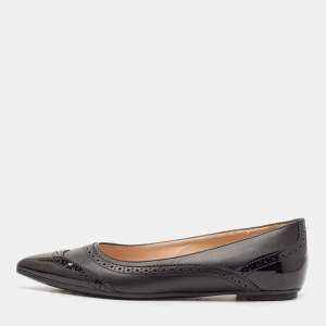Tod's Black Leather and Patent Leather Ballet Flats Size 37.5