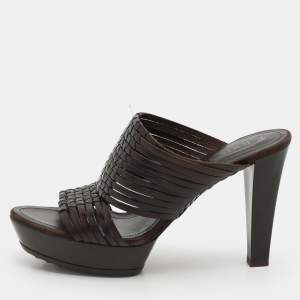 Tod's Brown Leather Platform Slide Sandals Size 36.5