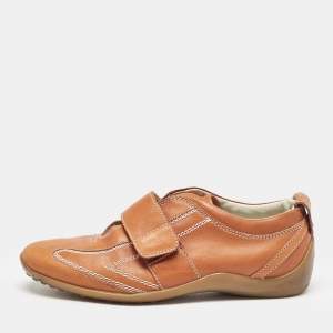 Tod's Orange  Leather Velcro Strap Sneakers Size 38