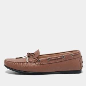 Tod's Blush Pink Leather Bow Loafers Size 39.5