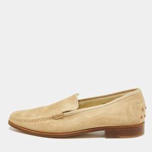 Tod's Beige Suede Slip On Smoking Slippers Size 38