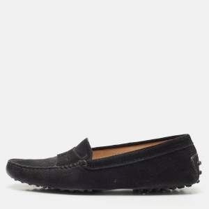 Tod's Black Suede Slip On Loafers Size 38