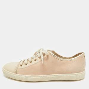 Tod's Beige Leather and Suede Lace Up Sneakers Size 40