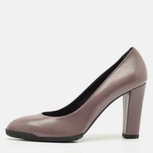 Tod's Dark Lilac Leather Block Heel Pumps Size 40