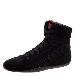 Pre Owned Tod's For Ferrari Black Suede Hi-Top Sneakers Size 39.5