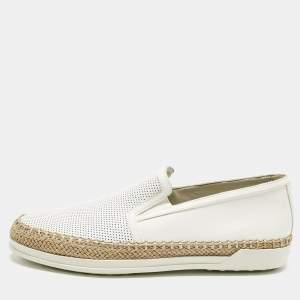Pre Owned Tod's Grey/White Leather Francesina Espadrille Sneakers Size 36