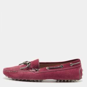 Pre Owned Tod's Purple Suede Gommino Driving Loafers Size 37.5