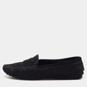 Pre Owned Tod's Black Suede Gommino Slip On Loafers Size 37