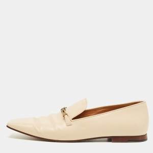 Pre Owned Tod's Beige Leather Slip On Loafers Size 40