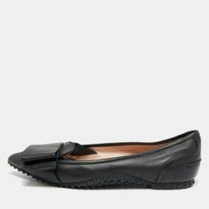 مملوكة مسبقًا Tod's Size 35.5 Black Leather Pointed Toe Ballet Flats