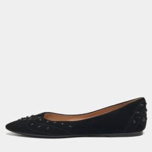 مملوكة مسبقًا Tod's Size 38 Black Suede Studded  Ballet Flats