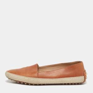 مملوكة مسبقًا Tod's Size 38 Brown Leather Espadrille Loafers
