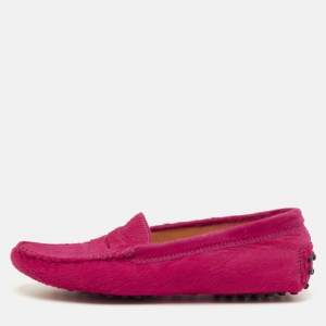 مملوكة مسبقًا Tod's Size 35.5 Pink Calf Hair Penny Loafers