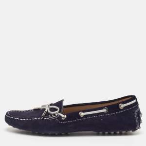 مملوكة مسبقًا Tod's Gommino Size 38.5 Navy Blue Suede Loafers