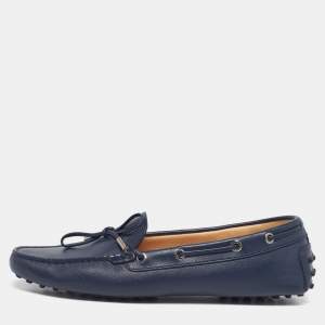 مملوكة مسبقًا Tod's Size 40 Navy Blue Leather Driver Loafers