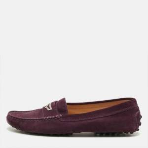مملوكة مسبقًا Tod's Gommino Size 38 Purple Suede Loafers