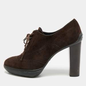 Pre Owned Tod's Size 40.5 Brown Suede Loafer Pumps