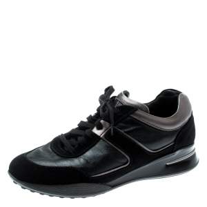 Pre Owned Tod's By T Project Black Suede And Metallic Leather Lace Up Sneakers Size 38
