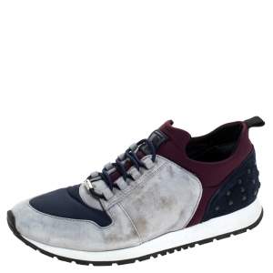 Pre Owned Tod's Multicolor Suede and Nylon Lace Sneakers Size 38